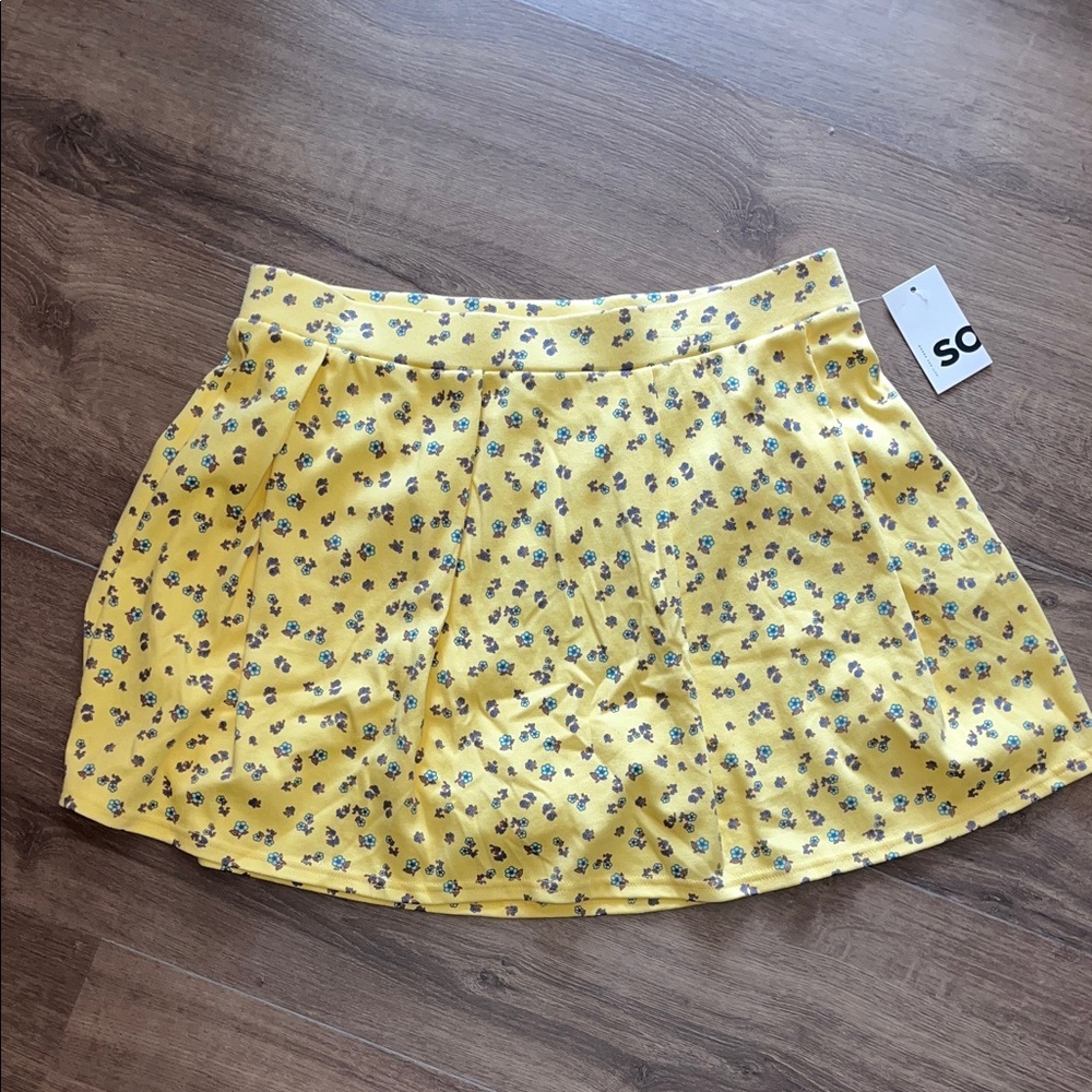 SO Yellow Floral Mini Skirt